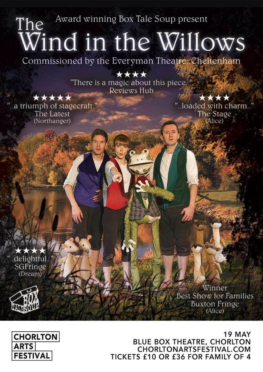 Fiona Stuart (@fionalstuart) on Twitter photo Ratty and Moley are coming to Chorlton on Saturday! Award-winning theatre company <a href="/BoxTaleSoup/">Box Tale Soup</a> performs Wind in the Willows at the Blue Box Theatre 12pm & 2pm, 19 May. Tickets at ow.ly/O2oE30jYZEl <a href="/weareCAF/">Chorlton CAF</a> #mumsnet #Chorlton <a href="/mumsnetMcr/">Mumsnet Manchester</a> <a href="/SoChorlton/">So Chorlton</a> <a href="/familymanc/">Manchester Family / Emma Gill</a> #manchester Ratty and Moley are coming to Chorlton on Saturday! Award-winning theatre company <a href="/BoxTaleSoup/">Box Tale Soup</a> performs Wind in the Willows at the Blue Box Theatre 12pm & 2pm, 19 May. Tickets at ow.ly/O2oE30jYZEl <a href="/weareCAF/">Chorlton CAF</a> #mumsnet #Chorlton <a href="/mumsnetMcr/">Mumsnet Manchester</a> <a href="/SoChorlton/">So Chorlton</a> <a href="/familymanc/">Manchester Family / Emma Gill</a> #manchester