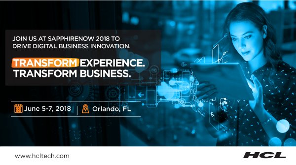 HCLPublicServ's tweet photo. Join us at #SAPPHIRENOW Orlando, FL, from June 5-7,  to drive #Digital Business Innovation. Click here to register: https://t.co/taMt2T1epT #TransformExperience #TransformBusiness https://t.co/YridLe0ZRR