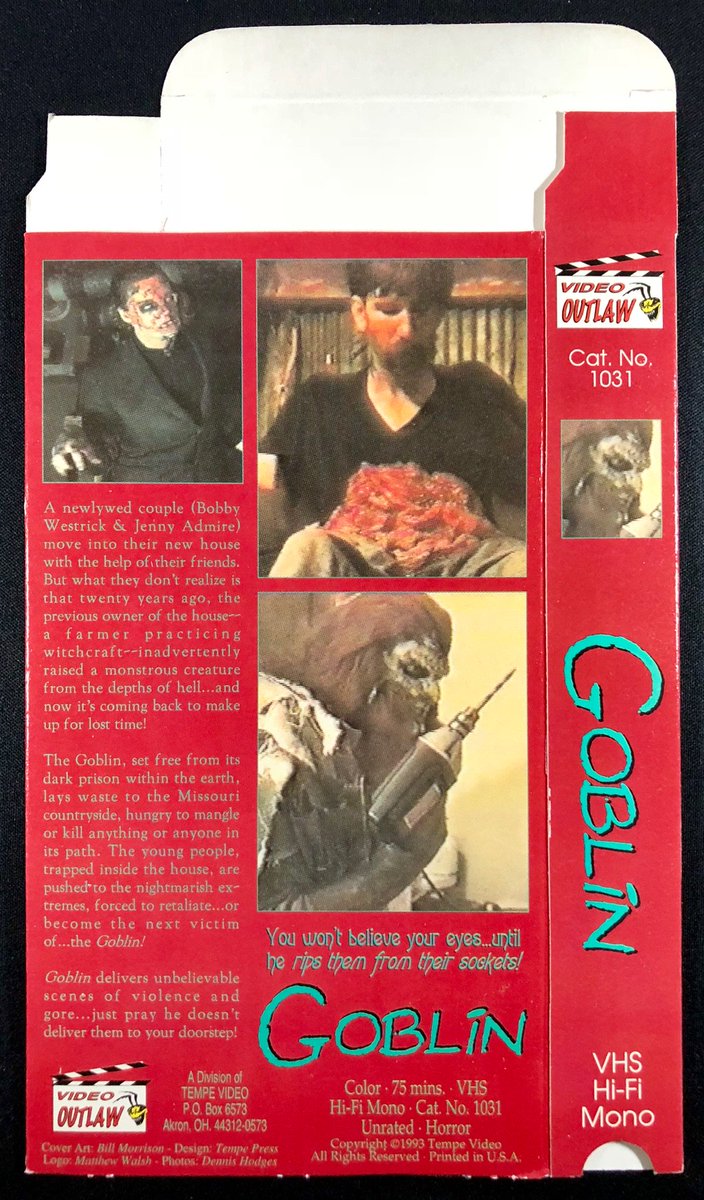TempeVideo's tweet image. Check out GOBLIN 1993 original unfolded Video Outlaw replacement VHS sleeve  ebay.com/itm/4015387553… via @eBay #videooutlaw #toddsheets #gore #VHS #tempevideo