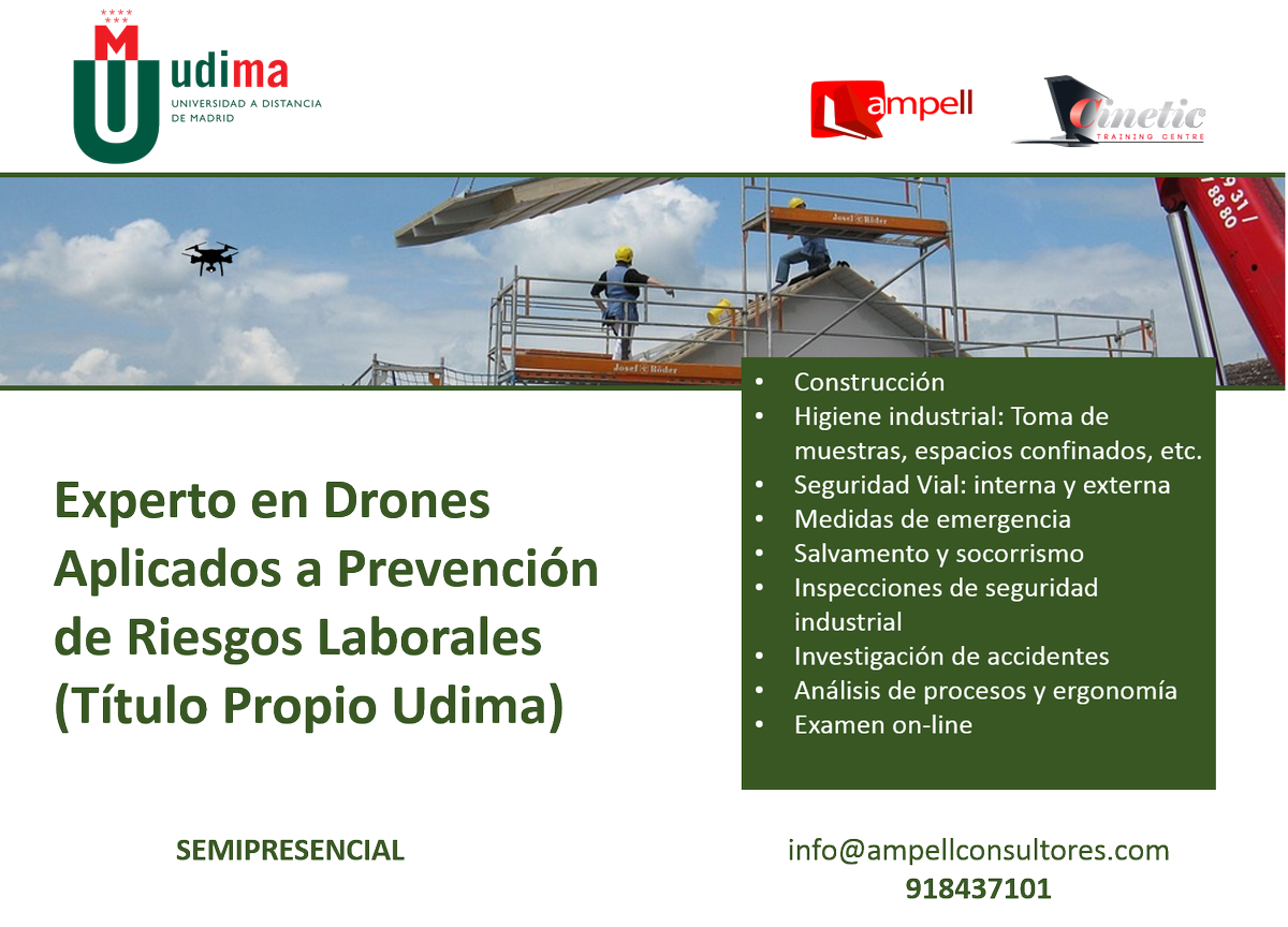 NewsCompliance's tweet photo. Primer titulo universitario "Experto en Drones Aplicados a Prevención de Riesgos Laborales". 
Infórmate en:
info@ampellconsultores.com
914837101 https://t.co/6tn0UXXJ8r