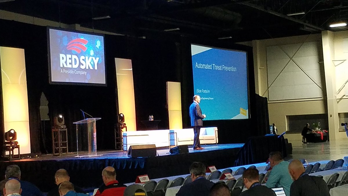 laportreport's tweet photo. Elton Fontaine from @PaloAltoNtwks keynoting lunch at #rssc2018, talking about the role of automation and analytics in #Cybersecurity https://t.co/Yvv7Kbc4jJ