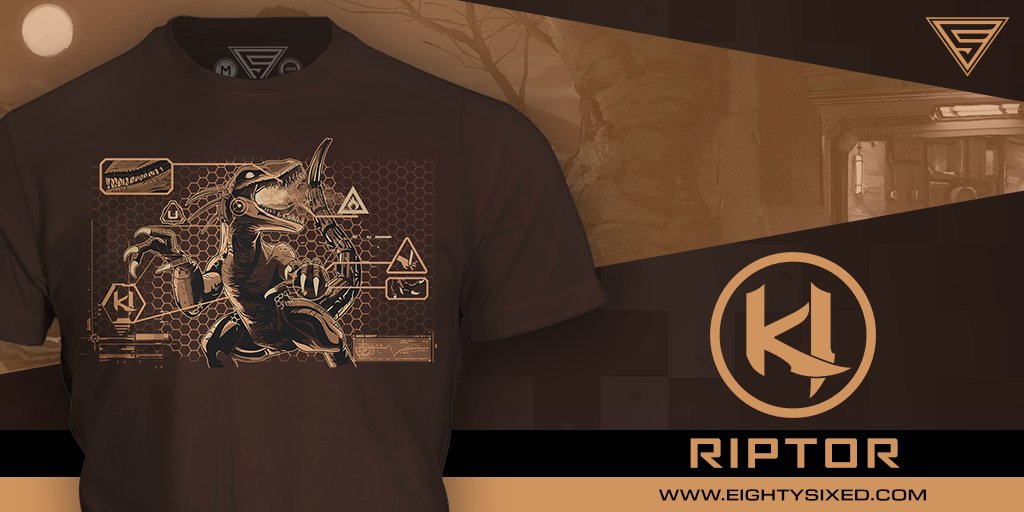 EightySixed's tweet image. We are thrilled to introduce our all new @KillerInstinct Riptor tee! Get ready to arm yourself with this bleeding edge design in cybernetic dinosaur apparel! - ow.ly/TjUW30k28A9
