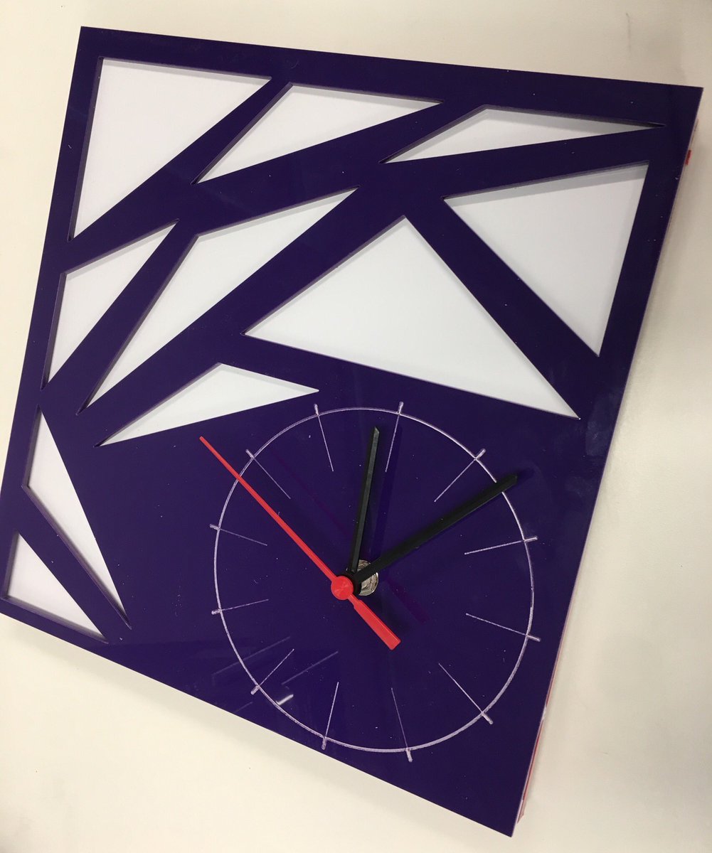 WestholmeDesign's tweet photo. Two more Yr.9 clocks completed this week, both making excellent use of laser cutting and vacuum forming. Well done girls! #CAD #CAM #DT #DesignTechnology #ProductDesign #Westholme #Making #DesignMovement https://t.co/MZGue4StgU