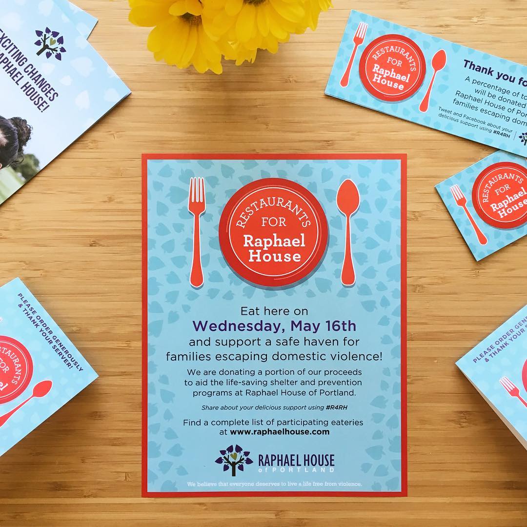 RaphaelHouse's tweet photo. Our most delicious event of the year is here! Today, you can help survivor families by dining out at (or ordering delivery from) 48 eateries in #Portland, #LakeOswego, and #Beaverton! Find a complete list of our generous restaurant partners at https://t.co/QGLHlciKJj #R4RH #PDX https://t.co/BzabMq9MoY