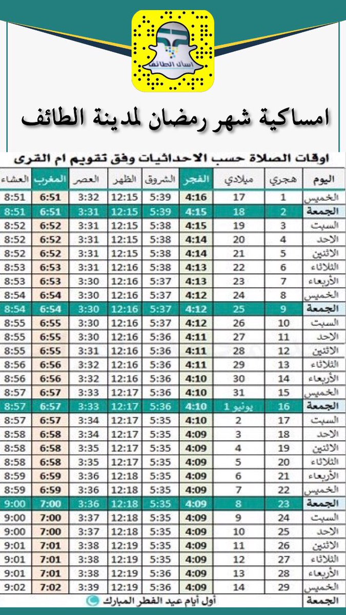 امساكية رمضان 2021 المدينة المنورة