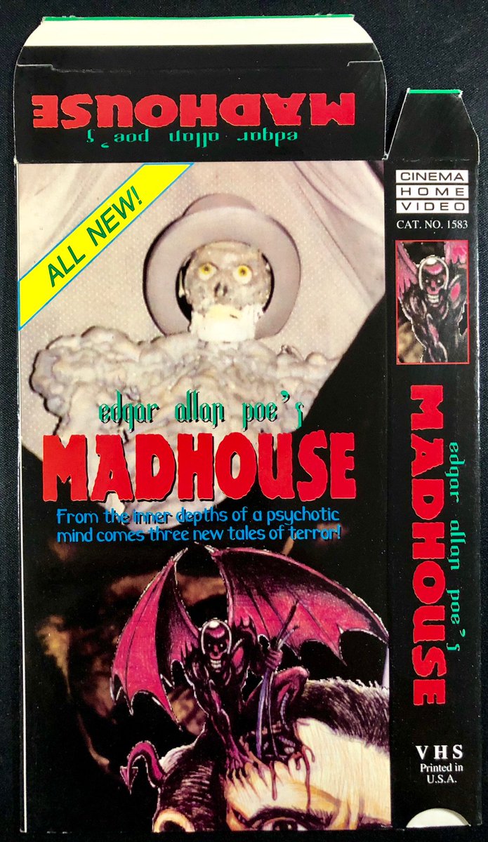 TempeVideo's tweet image. Check out EDGAR ALLAN POE'S MADHOUSE 1992 unfolded Cinema Home Video replcement VHS sleeve  ebay.com/itm/1129974467… via @eBay #cinemahomevideo #toddsheets #VHS #edgarallanpoe #horrormovies