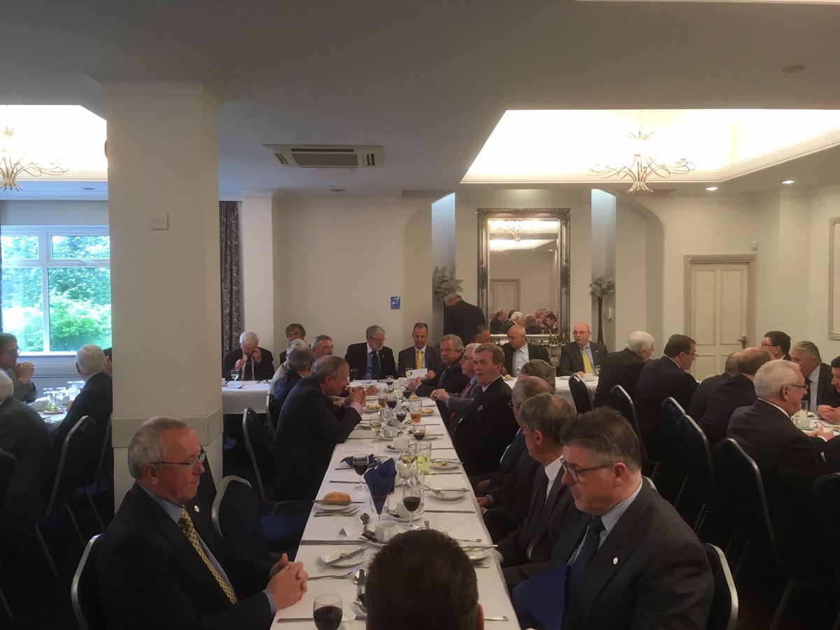HantsMason's tweet photo. Grand Officers Mess currently underway @ King's Court Masonic Centre.  @jw_hamble standing in as President of the GO's Mess on behalf of DPGM @grwprivate. A pleasure to have our honoured guest PGM @MichaelWilks2  in attendance. https://t.co/qGYHmFhJLD