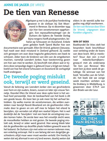 Een prachtige column van Anne de Jager van Boekhandel De Vries uit Zierikzee over mijn boek #DeTienVanRenesse @UitKarakter in De Faam.