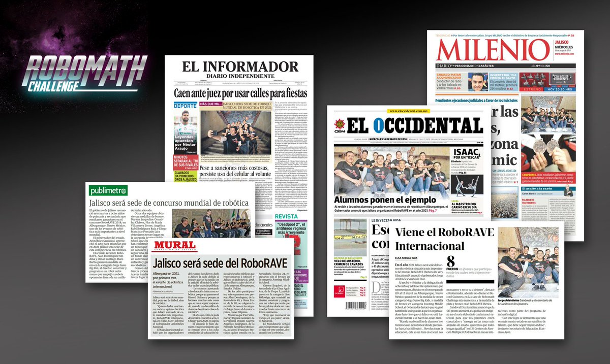 Jalisco la #CapitalDeLaInnovación será sede del #RoboRAVE Internacional en 2021, una gran noticia para nuestros estudiantes y docentes. Gracias a <a href="/muralcom/">mural.com</a> , <a href="/informador/">𝐄𝐋 𝐈𝐍𝐅𝐎𝐑𝐌𝐀𝐃𝐎𝐑</a>, <a href="/ELOCCIDENTAL/">EL OCCIDENTAL</a>, <a href="/MilenioJalisco/">Milenio Jalisco</a> y <a href="/PublimetroMX/">Publimetro México 🌐</a> por la difusión.