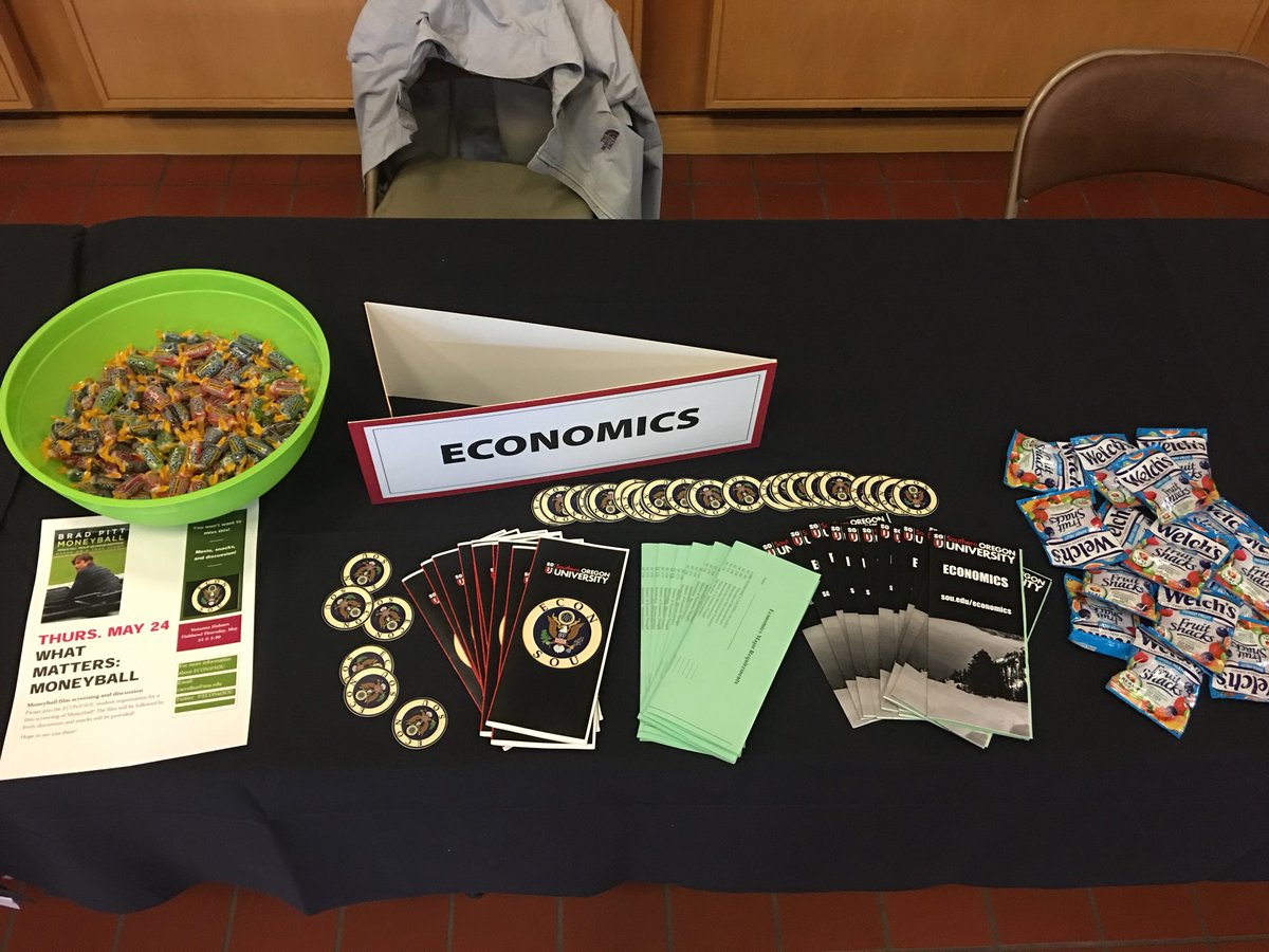 ECONatSOU's tweet photo. Still Undecided? Stop by the SU between 12pm and 2pm today! Make sure to check out the Economics Table and see if it’s the right fit for you! @SOU_SocialSci #studentsuccess #socialsciences #econmajorsdoitbetter #economics https://t.co/0712BSBUvB