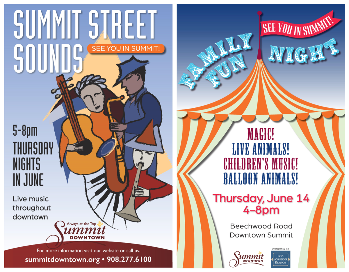 DowntownSummit's tweet photo. 2 new downtown events! Live music in town Thursday nights in June for Summit Street Sounds + Beechwood Rd will be transformed into a carnival-themed kid zone for Family Fun Night on June 14! Visit https://t.co/zbwiuiIyUw for more info on our upcoming events. #summitdowntown https://t.co/Bnnxs5bDoL