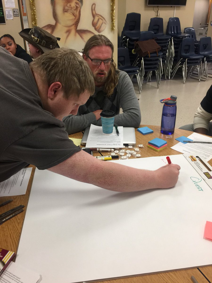 TaylorHarpsHope's tweet photo. Professional Development around AUTHENTIC,  HUMAN-CENTERED PROJECTS facilitated by our BPL School Design Coach, Loren D. WITH SCHOLARS PRESENT! Yes! Improve schools WITH kids...... ?!?!? hmmmmmmmm, good idea!!!! https://t.co/yLwh1Ra258