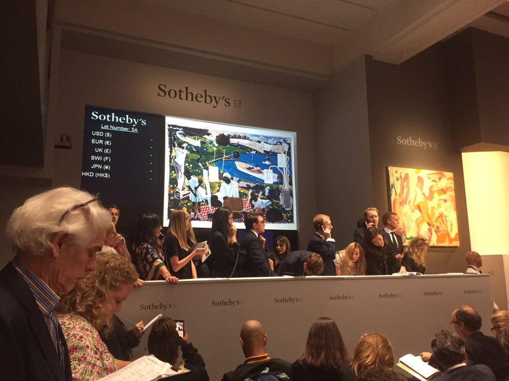spelto's tweet photo. This 😍Kerry James Marshall masterpiece rightly soars to $18.5 hammer, more than 3x previous record, establishing a new floor for KJM https://t.co/kkNfSXdxHl