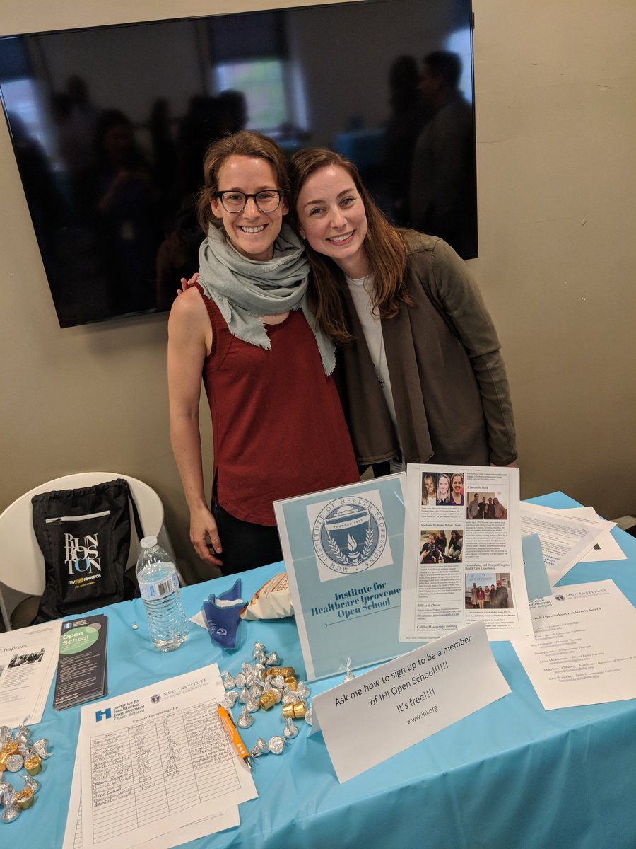 CaitlinFitzPT's tweet photo. Two of our amazing student leaders at the @MGHInstitute student resource fair letting new students know about the @IHIOpenSchool chapter https://t.co/PlvFZJxCZ2