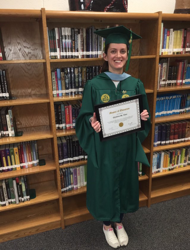 Our Queen of the Library couldn’t make her graduation ceremony, so our Civics students brought it to her! Congratulations on your Masters, Mrs. St. Clair! We loved being part of your celebration! <a href="/StruderHazzard/">Kelsey Hazzard</a>
