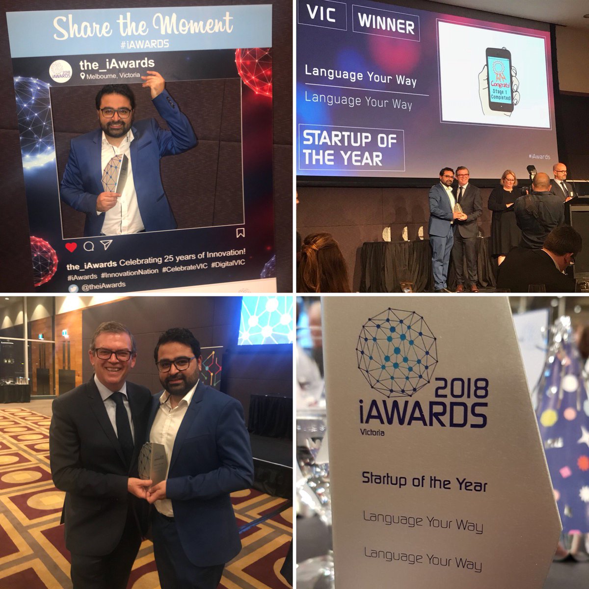 LanguageYW's tweet photo. Language Your Way nabs Startup of the Year (Vic) at @theiAwards.
Thank you to entire LYW team for all your hardwork.
Special mention to the iAwards committee @AIIA for hosting a fabulous night with so many innovative minds under one roof.  #iAwards #Innovation #Edtech #startupaus https://t.co/OOsGoBDzkK