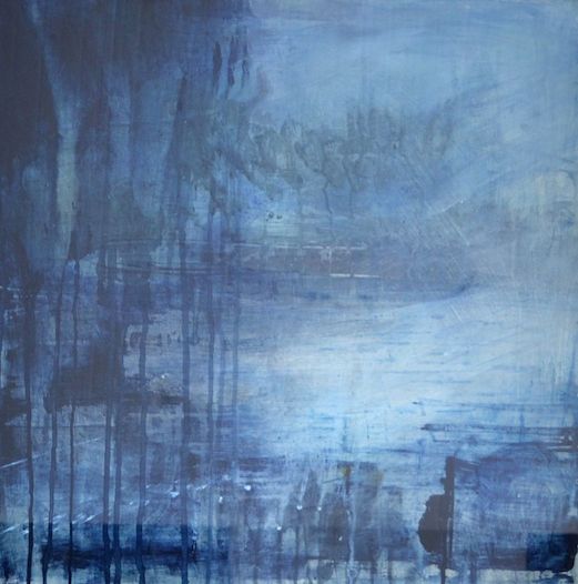 IN GALLERY: gorgeous blues in this #eggtempera #painting by #SallyWyatt 'Indigo Cape 4' 53x53cm #glazed #indigocape #originalpainting #Britishart #UKart #contemporaryart #artingloucestershire #Cotswolds #gloshour