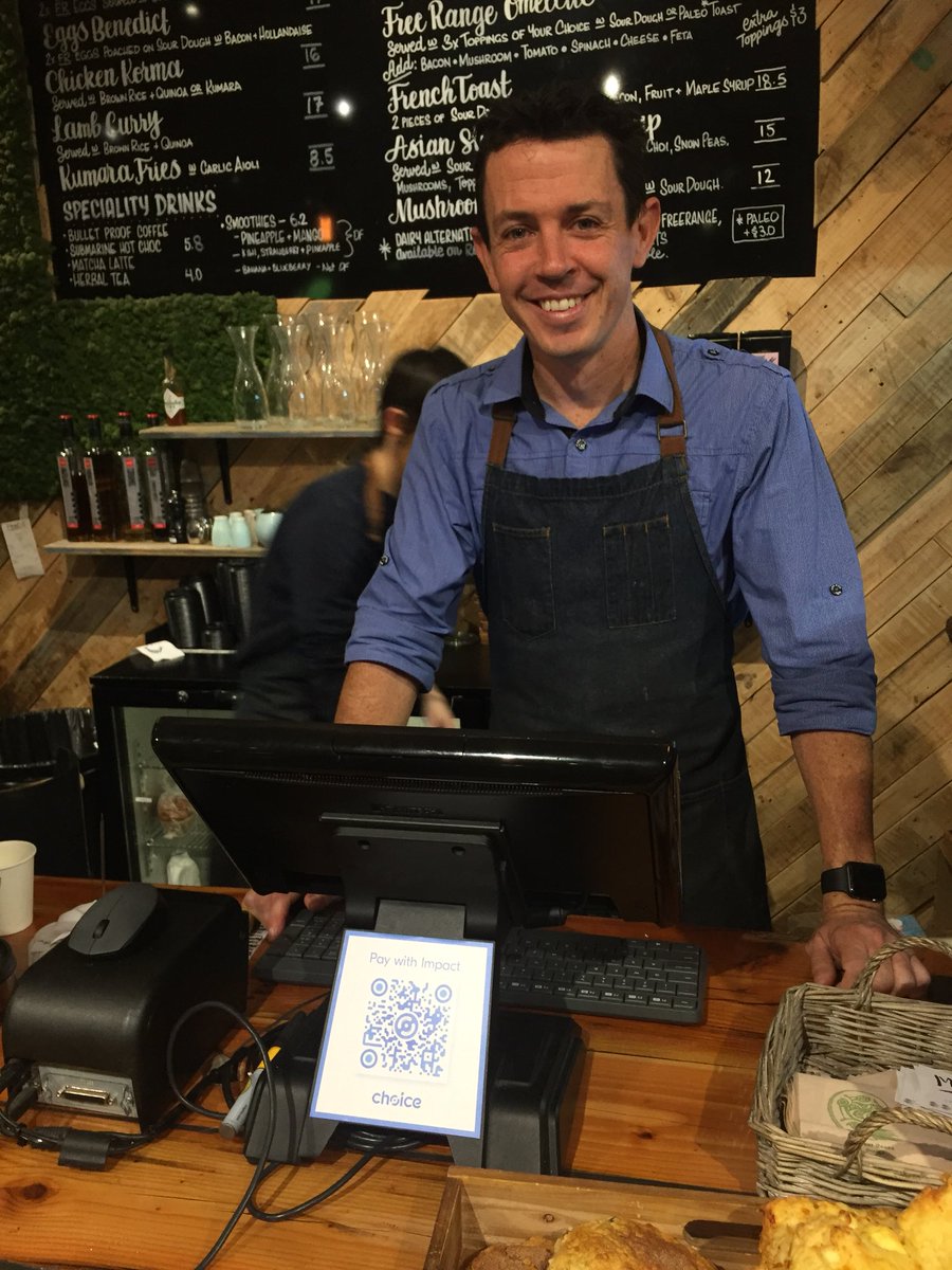 ChoiceToPay's tweet photo. Join Ian to pay with impact with LIVE at 9am from MossCaff , 2 Hunter Street, Wellington. Download at https://t.co/ob2a8TgfeD if you have iOS -come in for a free coffee on us with the Choice phone💸🌏 #KFA2018 @NZFinTech @NEMofficial #fintech @Payments_NZ @KiwibankNZ #socent https://t.co/alofeHkWtG