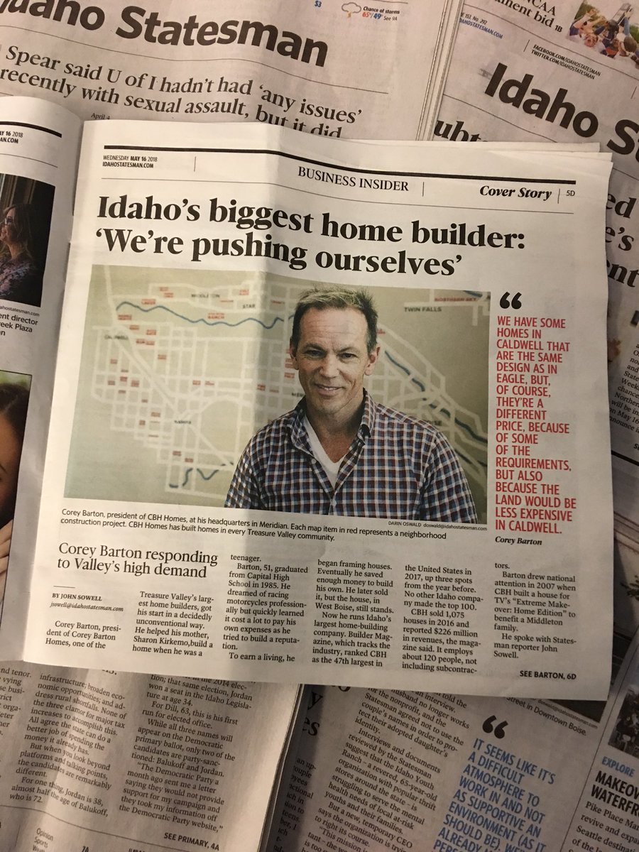 Did you catch the <a href="/IdahoStatesman/">Idaho Statesman</a> article on <a href="/CBH_Homes/">CBH_Homes</a>, a BBB Accredited Business? 🏡 They’re keeping up with the rapid growth of the Treasure Valley, one home at a time.