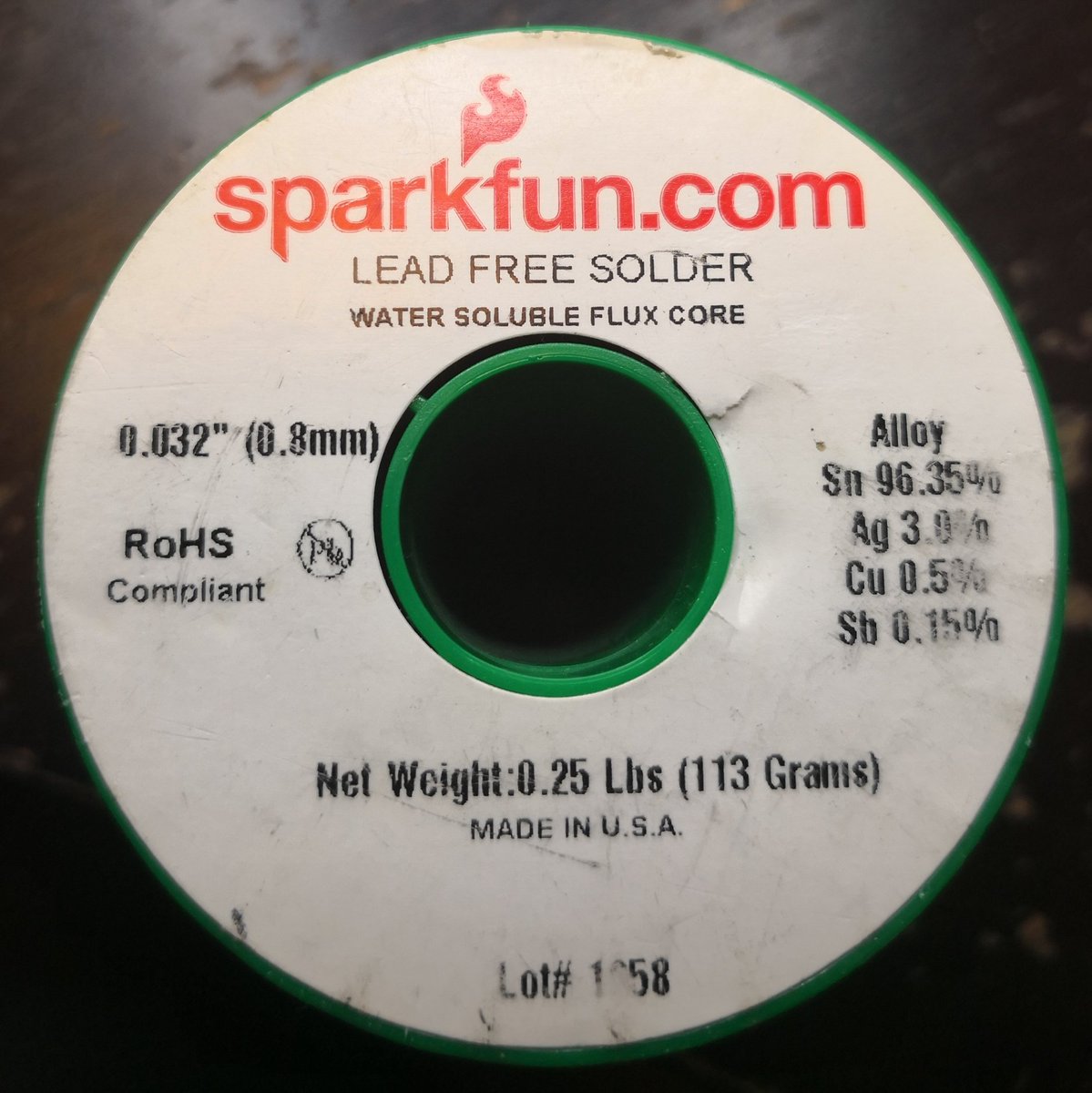 jenschr's tweet image. Worst solder ever purchased. Throwing it away and not even keeping it for emergencies. Brittle, poor Flux, joints look bad. #sparkfun #notSoFun