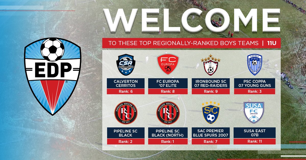 EDPsoccer's tweet photo. EDP is glad to welcome these top regionally-ranked 11 & under teams to its 2018-19 regional league program
@CerritosSoccerA @FCEUROPA_USA @IronboundSC #PhiladelphiaSoccerClub @PipelineSoccer #SoccerAssociationofColumbia @susa_academy
#EDPstrong #EDPSoccer https://t.co/55YyW9nf0k