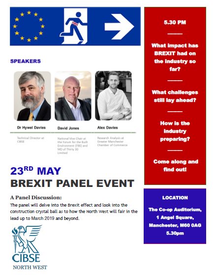 BREXIT panel evening hosted by <a href="/CIBSE_NW/">CIBSENW</a> 23rd May #manchester Register via cibse.org/training-event…