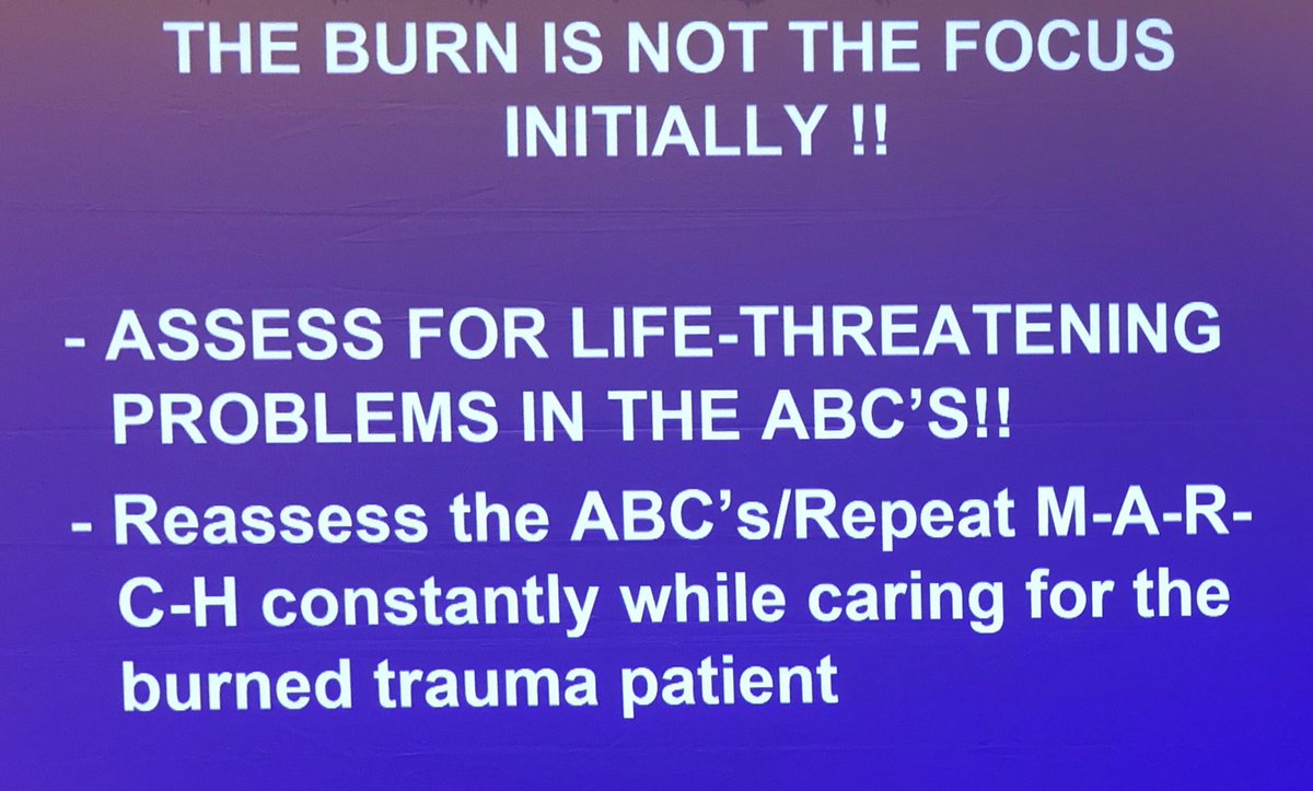 SpecOpsMedics's tweet photo. One take home of many during another great talk by MAJ Julie Rizzo on ‘Burn Care in the Austere Environment’. #SOMSA18 #SOMSA https://t.co/XDGdb7rqfs