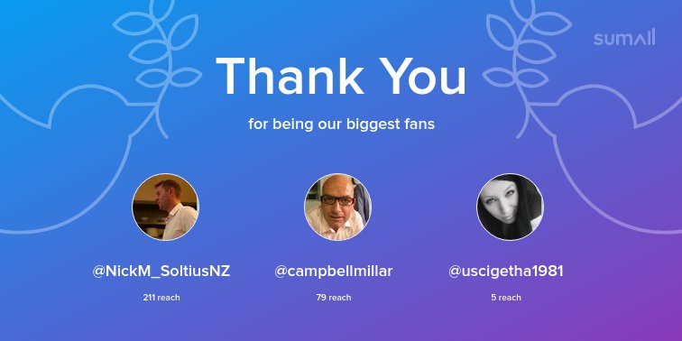 devereuxj's tweet photo. Our biggest fans this week: @NickM_SoltiusNZ, @campbellmillar, @uscigetha1981. Thank you! via https://t.co/Q28QJ45tMy https://t.co/SOhP8ocg1W