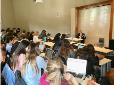 Our faculty are invited to present close to home &amp; around the world. Prof. Lee Strang delivered a series of lectures in Santiago, Chili last week. He is seen here as guest teacher for constitutional law at Pontifical Catholic University of Chile.