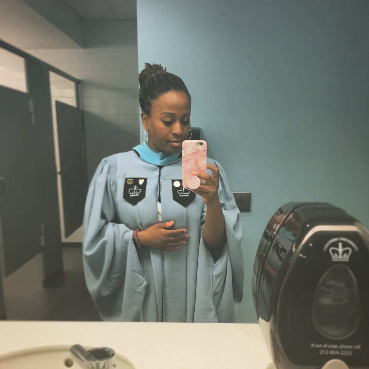 JeanesquePhoto's tweet photo. Maybe one day folks will petition to have mirrors installed in other places so that we won’t constantly be taking selfies in the bathroom  😂 #NotGraduating #ThisIsWork #IWorkHere  #ColumbiaUniversity #Graduation  #congratulations #JeanesquePhotography #ObligatoryBathroomSelfie https://t.co/UvABowLFop