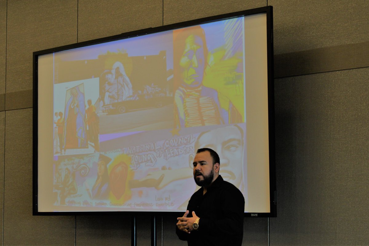 aStrongAdvocate's tweet image. @GRAFFTRUTH, artist, social entrepreneur and founding member of #OYUnited describing how he is #advancingpathways for #opportunityyouth in his community using art. #OYF