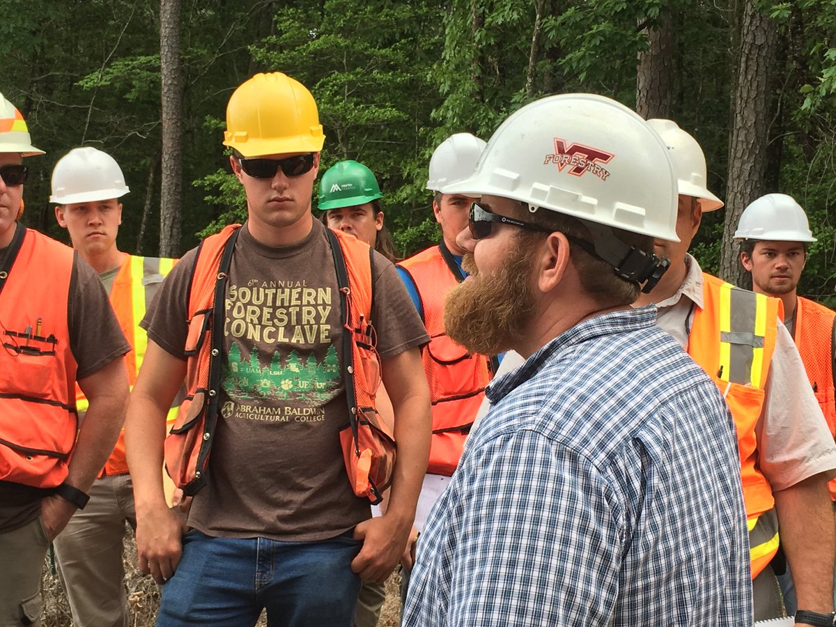 SZSchons's tweet photo. Today, our Forest Field Studies folks did not only visit  Georgia Pacific but also got to spend time with Hokies Madison West and Nathan Rutherford from South Rivers Forestry looking at various forest management and operation sites 😱😱😱 Thank you!!! @VTFREC #GoHokies #Forestry https://t.co/IIaJZtWq9S