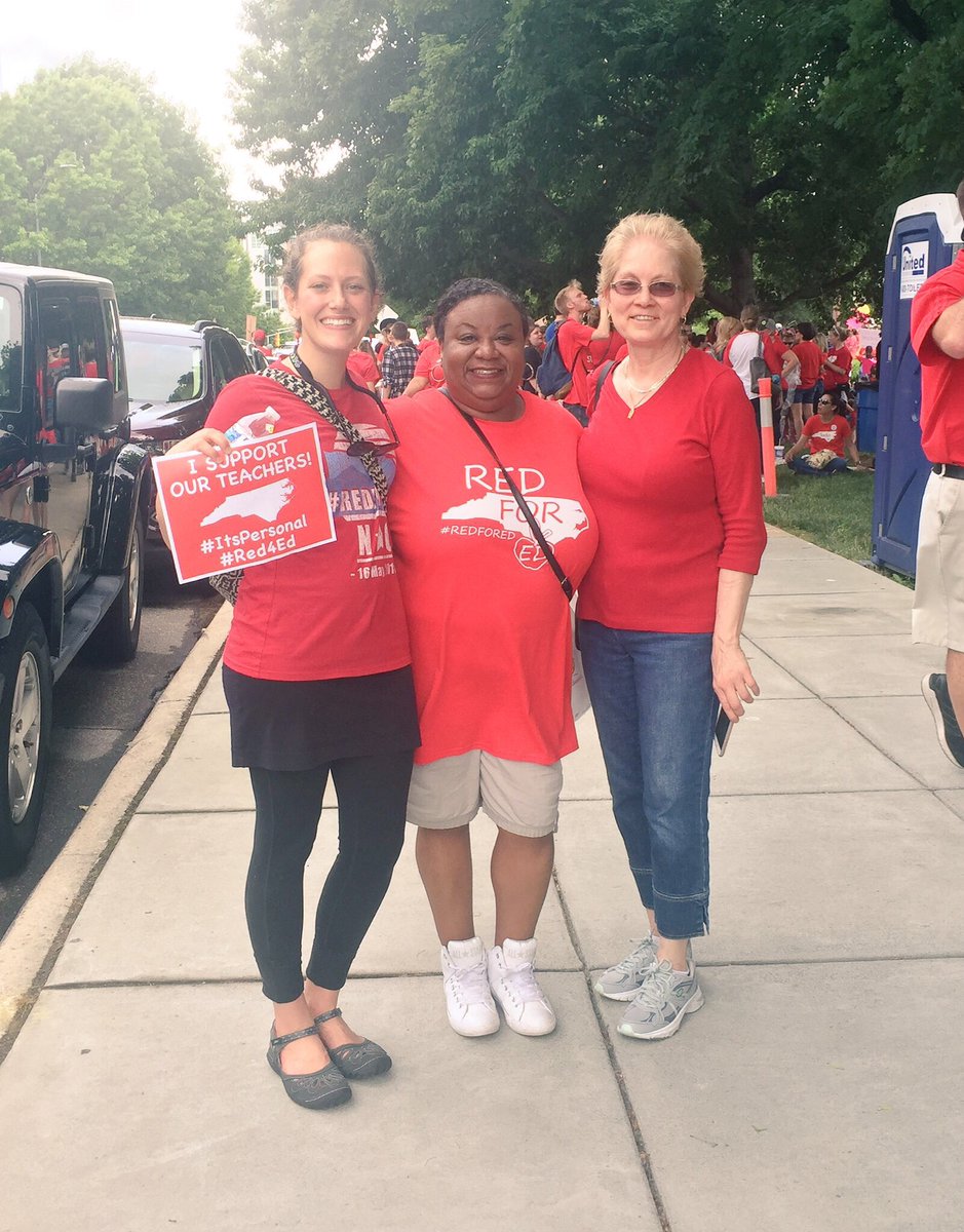 MichauxEGES's tweet photo. #RedForEdnc #thuglife Kindergarten team representing. We stand up for our students. https://t.co/Zti1uZy7Z6