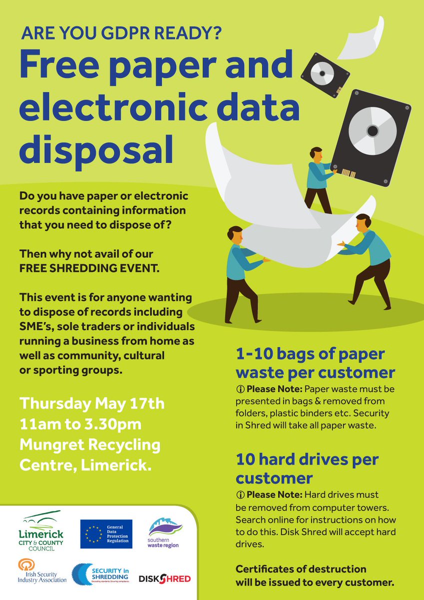 SecurityInShred's tweet photo. Reminder about #free #shredding event TOMORROW... #GDPR https://t.co/jc6BG39daX