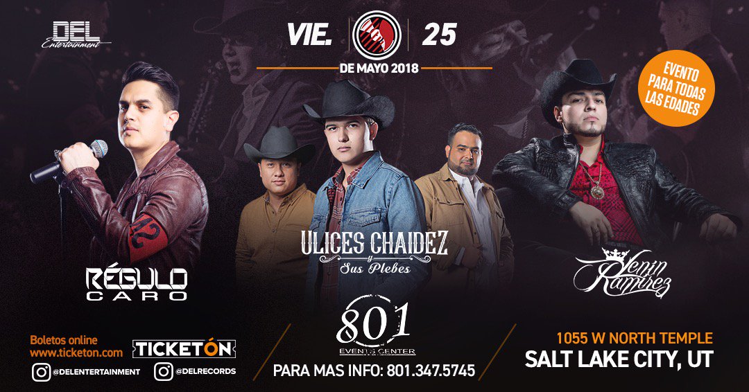 SmithsTix's tweet image. Don't miss Ulices Chaidez with guests Regulo Caro and Lenin Ramirez May 25th at the 801 Event Center!