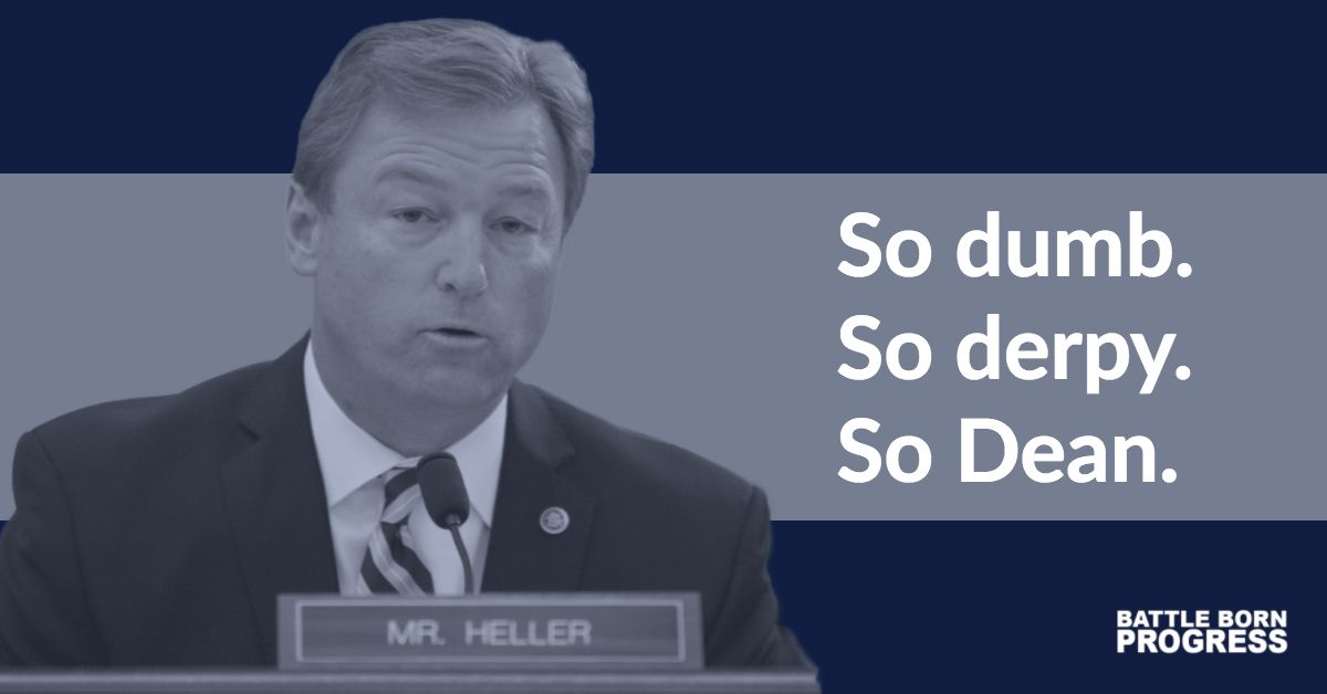 BattleBornProg's tweet photo. Just when we thought he'd found rock-bottom, @SenDeanHeller (R–Telecom Companies) managed to find a new low today when he defied common sense, the will of Nevadans and any semblance of self-preservation to vote to end #NetNeutrality. Another self-inflicted wound for #DerpyDean. https://t.co/a5QUAqE7dw