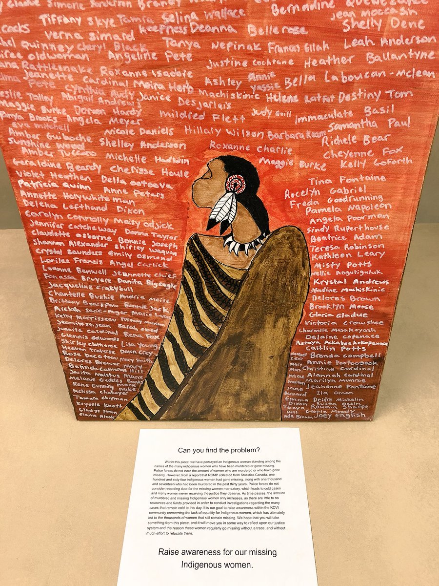 Ms_MartinK's tweet image. Art for Social Justice! Check out Sam and Portia’s work that raises awareness about missing Indigenous women. Each name represents a missing woman. #FNMIEd @121coachFSSLDSB @talyamckenna