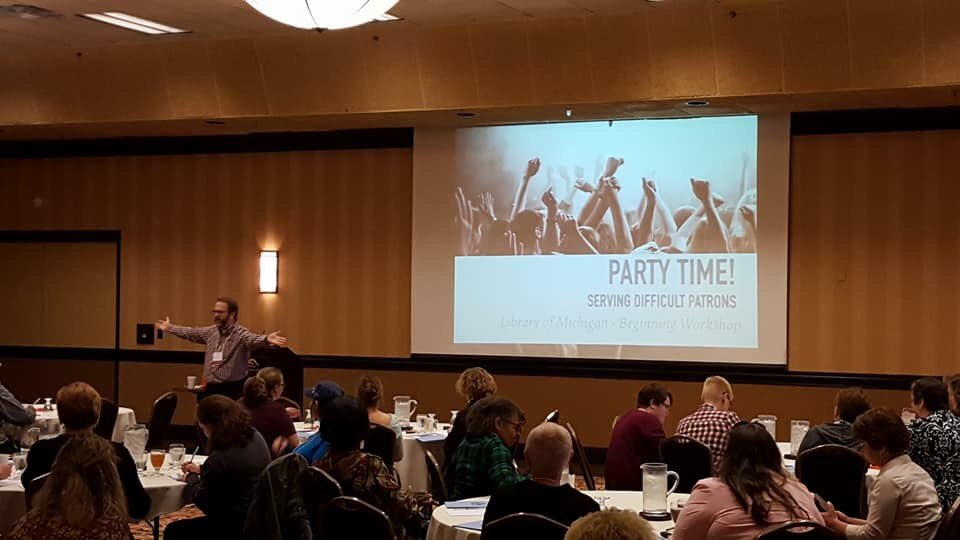 LibraryofMich's tweet photo. Kicked off #LibraryBootCamp 2018 with a full slate of speakers today! Looking forward to more tomorrow.  #milibraries (Not to mention the sunny view 😍) https://t.co/JwM2fH9RTq
