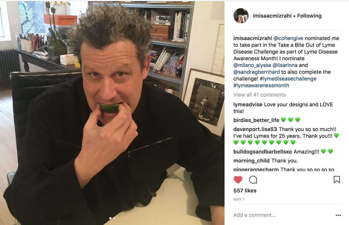 .<a href="/Alyssa_Milano/">Alyssa Milano</a> you were challenged to #TakeABiteOutOfLyme by <a href="/IsaacMizrahi/">Isaac Mizrahi</a>. Take the bite to spread awareness and hope! #LymeDiseaseChallenge #LymeAwarenessMonth
