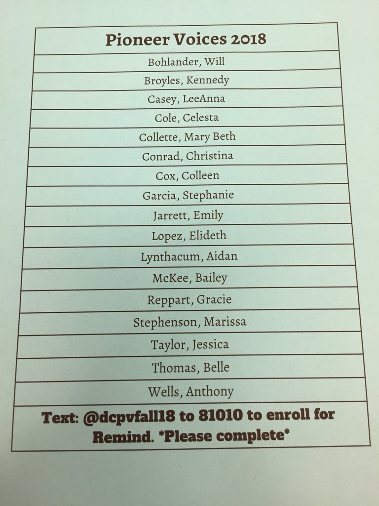 This decision was so difficult!! I am so proud of my current and upcoming students who auditioned! Congratulations to the DCHS Choral Department members for 2018-2019!