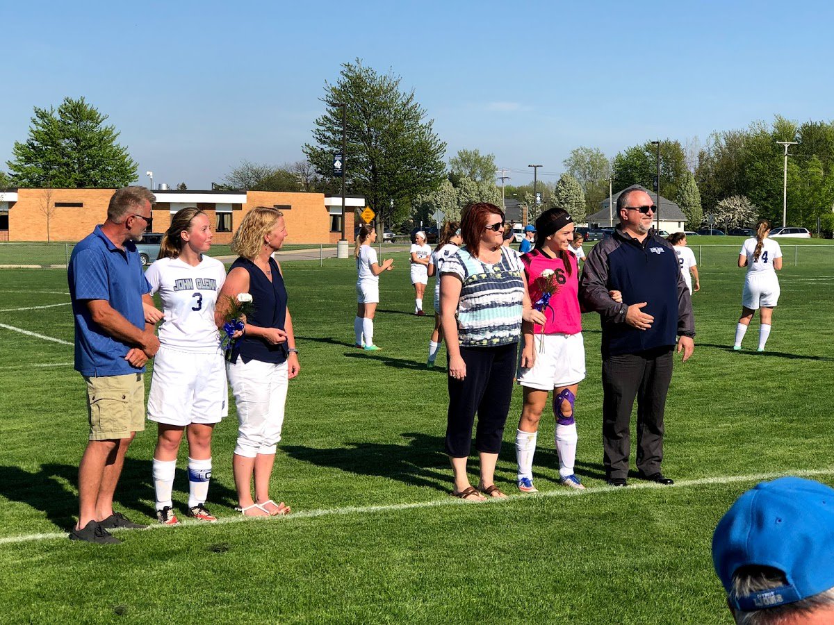 Supeschmidt's tweet photo. Great soccer game versus Garber tonight as we celebrated our 8 super seniors. Thanks for all the memories Olivia C, Mackenzie D, Jessica H, Alarie H, Kiley K, Hunter K, Mackenzie K, and Kristin W. It was amazing watching you compete in the blue and white! https://t.co/ewjJTl7PuK