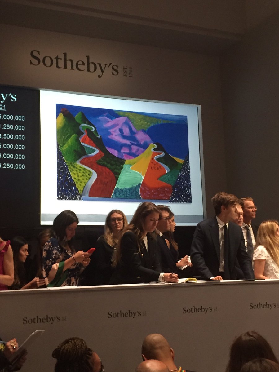 spelto's tweet photo. Double records for Hockney tonight--for a pool ptg on paper and this 1990 canvas of the Pacific Coast Hwy, hammered down for $25m to Patti Wong's bidder https://t.co/bBSeUIbbLK