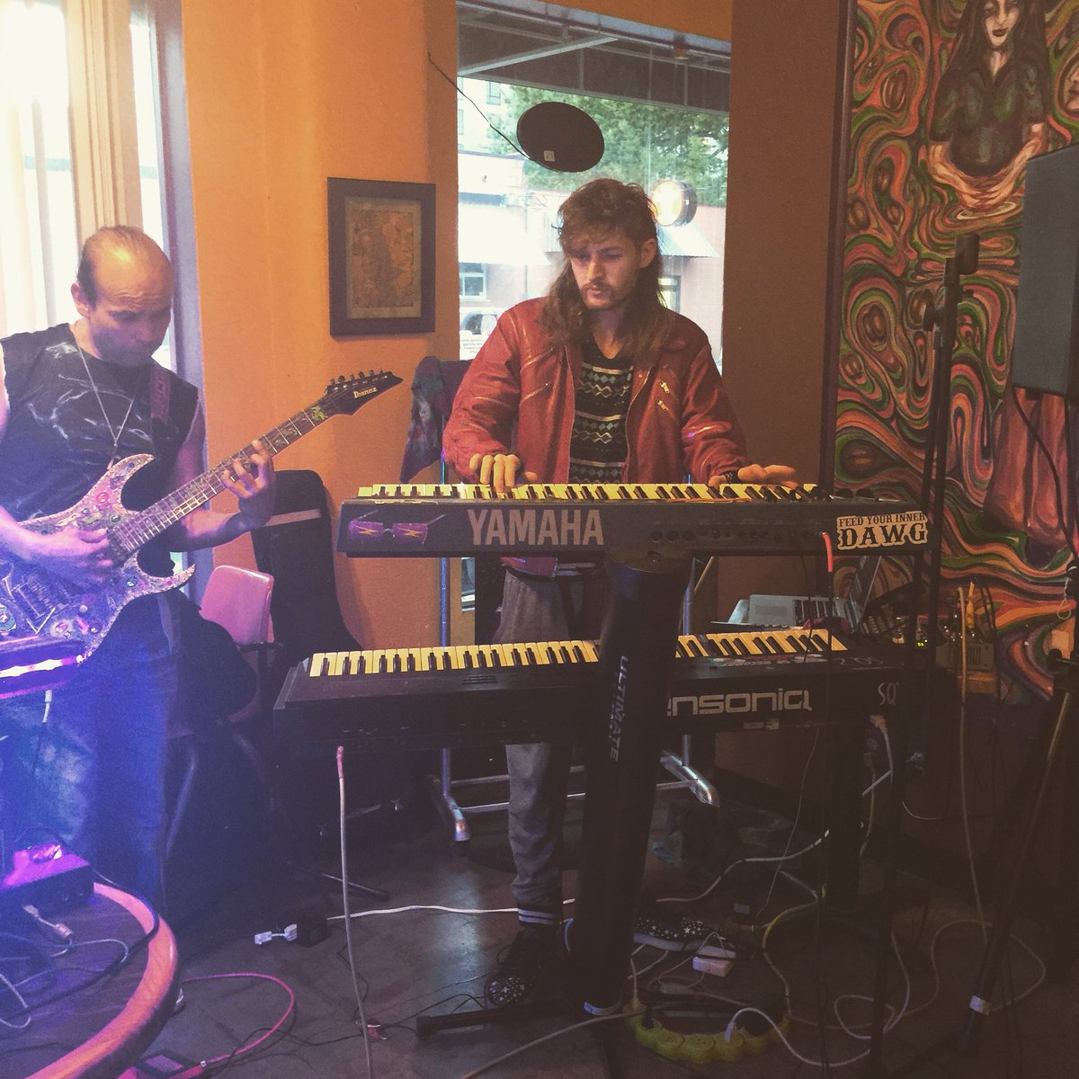 symbiotic808's tweet photo. Some sweet #live #actionshots taken during our #performance at Cinco De Synth #guitar #synth #StarBlade #music #stormwave #interzone https://t.co/fweeLwpCYx