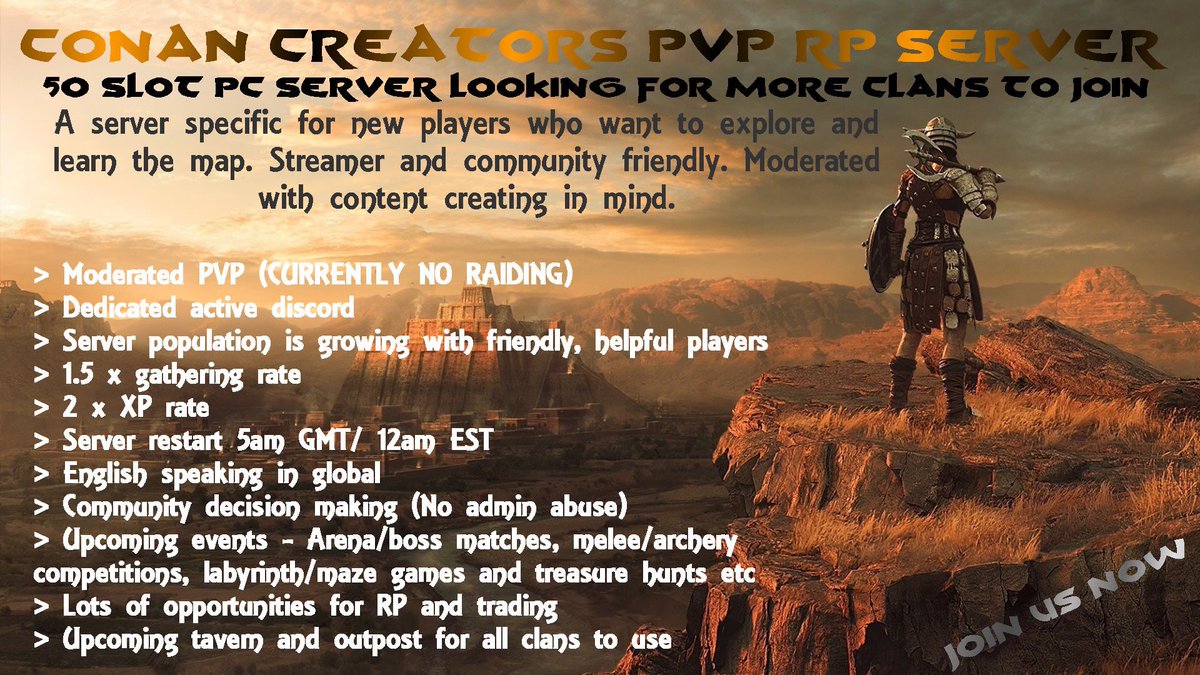 Sophiee_Jadee_'s tweet image. Join our discord for all the server info! ⚔️ 

@ConanExiles @funcom #ConanExiles #conanserver