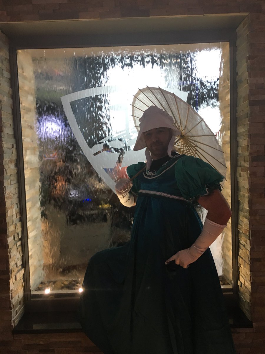 rich___wright's tweet photo. Out on a stag do with Jane Austen. I’ve never seen a more beautiful dress. https://t.co/lb9gmGrq2P