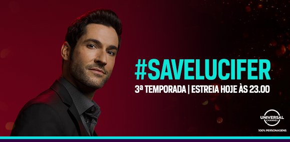 UniversalTVBR's tweet photo. É HOJE! A 3ª temporada de Lucifer estreia aqui no canal às 23h e contamos com todos os Lucifãs para subir a hashtag #SaveLucifer. Bora?! ✊😈 https://t.co/9YzptghphJ