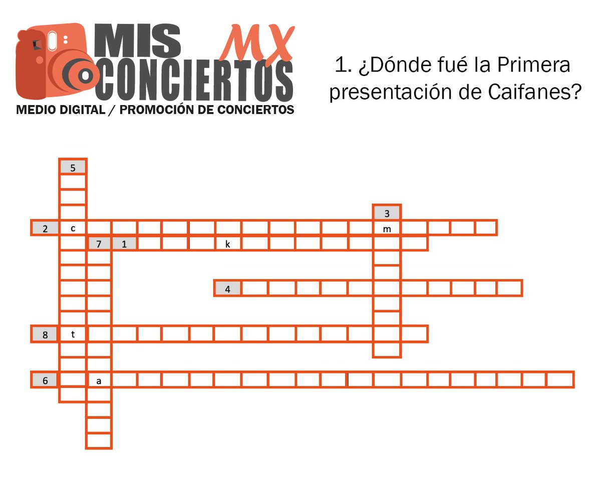 MisConciertosMX's tweet photo. ¡Habemus Crucigrama!, Ya se saben la dinámica, así que a darle!, el primero que nos llegue completo se gana un pase doble! @tecatelocation #Cancun #BoletosGratisMX https://t.co/5pyZ8dV9Br