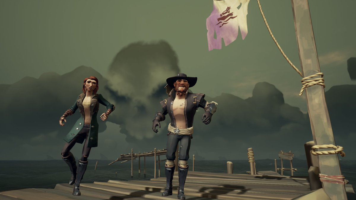 GuildeAegis's tweet photo. Navigant toujours les sept mers, les Aegissiens @lunnyii et @LokyAGS se tiennent toujours prêts à sortir leurs sabres sur #SeaofThieves ! https://t.co/zddnGUsefS