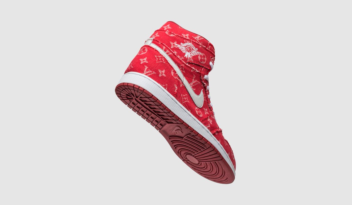 Air Jordan 1 Custom Covered in the Red Supreme x Louis Vuitton Baseball  Jersey Print