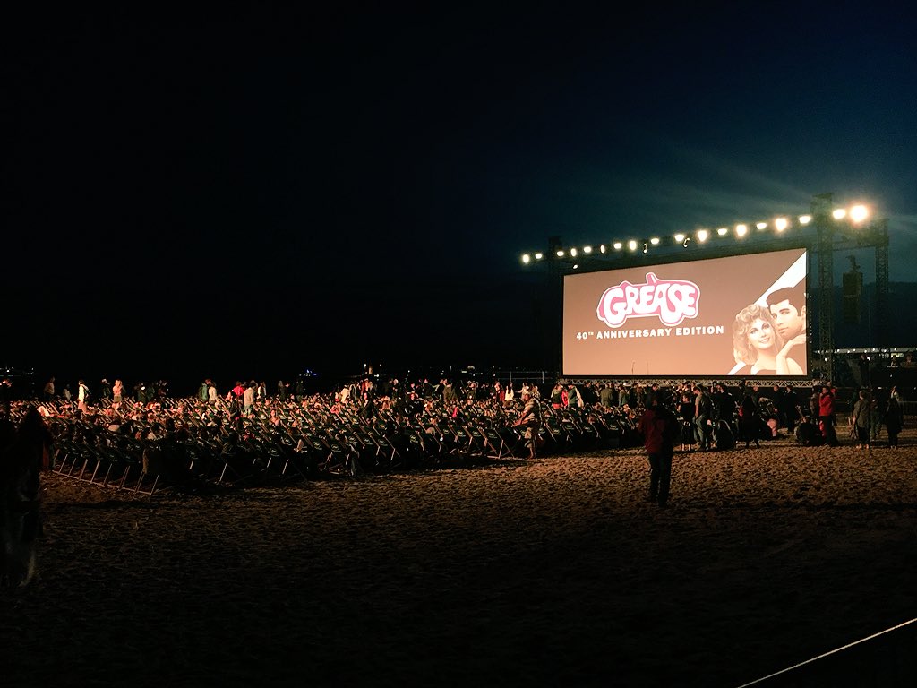 MariaCP_P's tweet photo. I never thought I would watch Grease with John Travolta &amp; be sandy at the same time! Thank you @Festival_Cannes for making that a reality. #Cannes2018 #Cannes https://t.co/5IaNqVwJxc